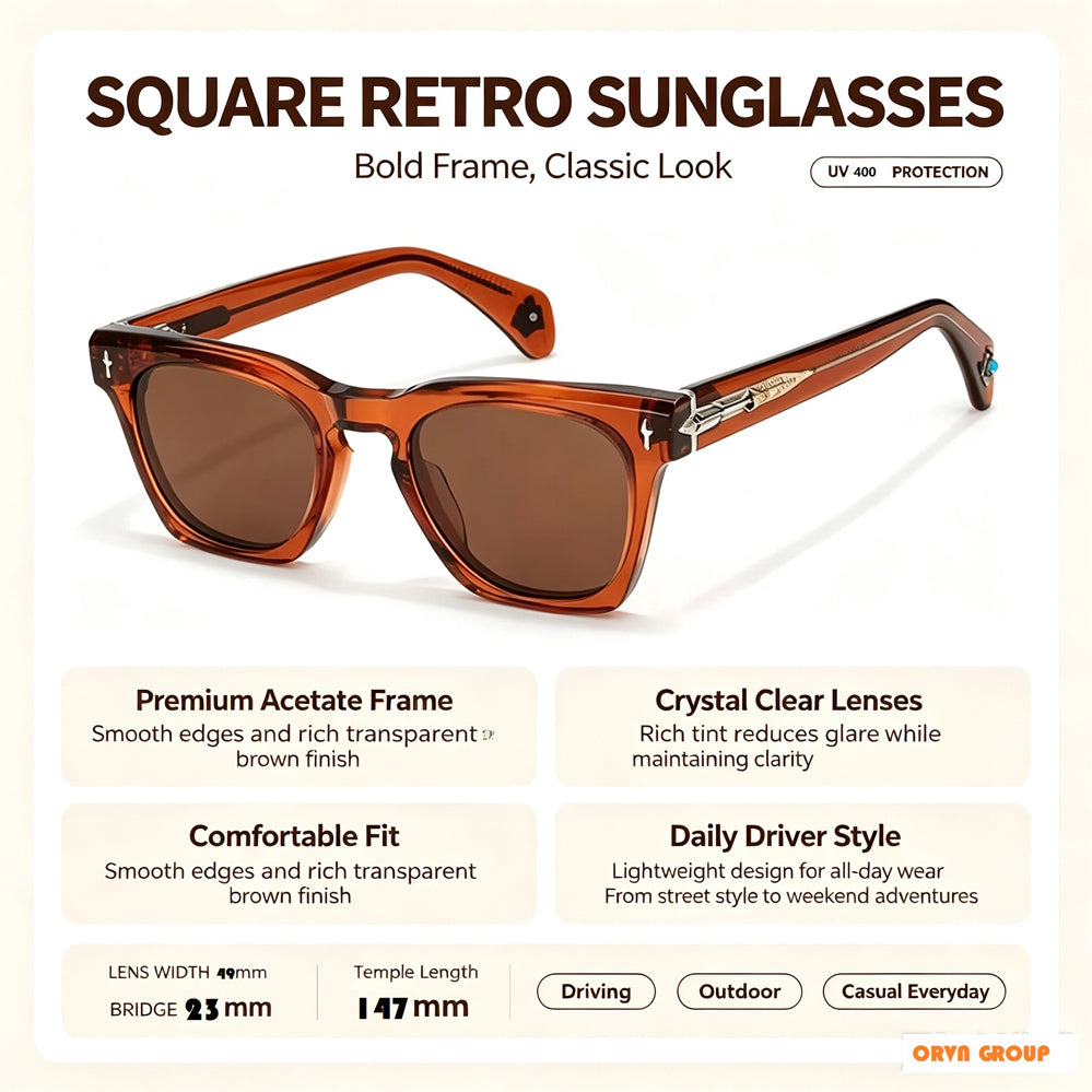 Luxury Hand Polished Acetate Sunglasses, High-End Full Rim Acetate Frame Polarized Sunglasses for Men Women