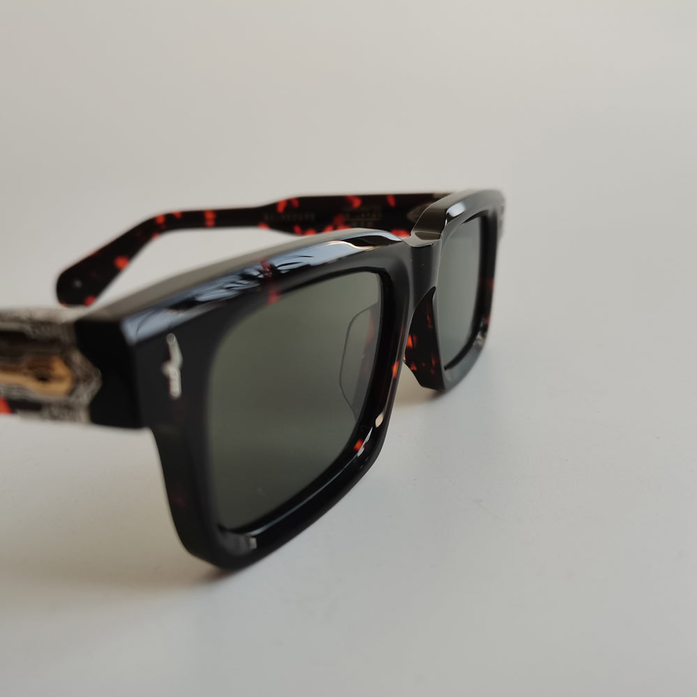 Luxury Thick Square Acetate Sunglasses for Men Women, Vintage UV400 Shades with Engraved Metal Temple Decor
