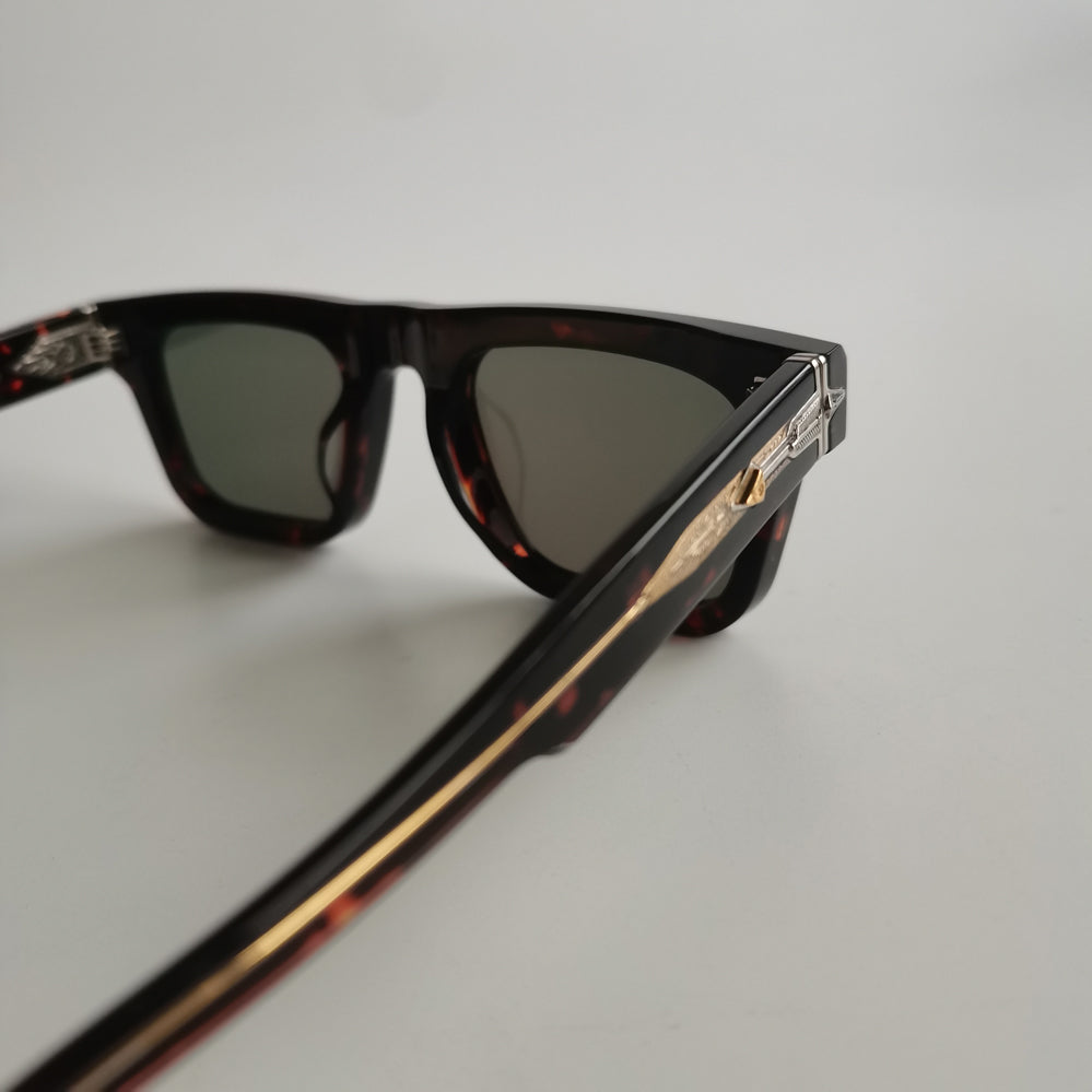 Retro Square Thick Acetate Sunglasses, UV400 Polarized Fashion Shades with Decorative Metal Hinge for Men & Women