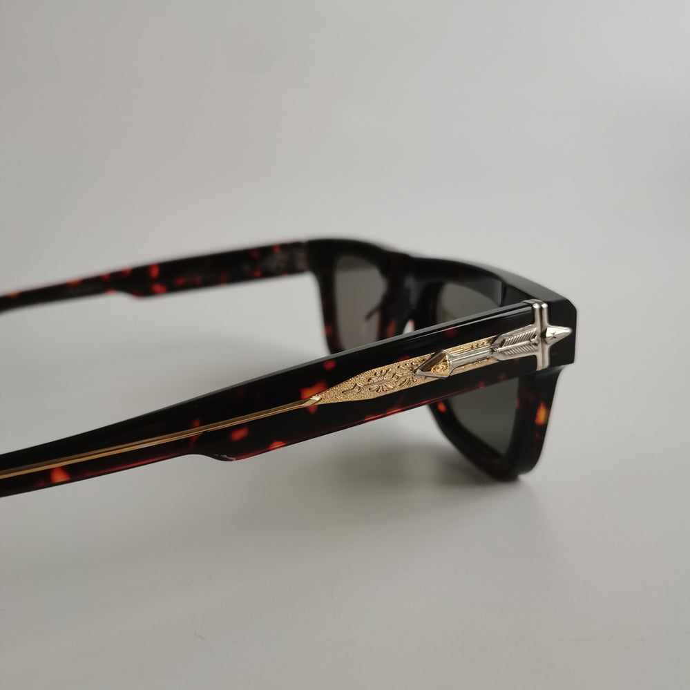 Retro Square Thick Acetate Sunglasses, UV400 Polarized Fashion Shades with Decorative Metal Hinge for Men & Women